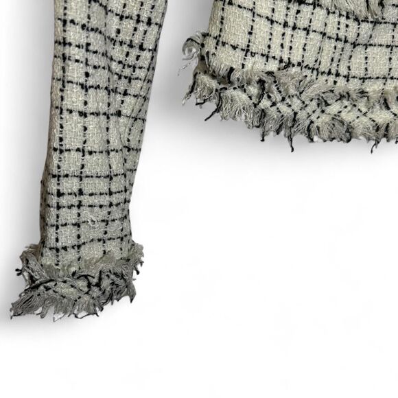 Studio Y Cropped Tweed Shag Look Jacket Black & Off White Size Med - Picture 4 of 6